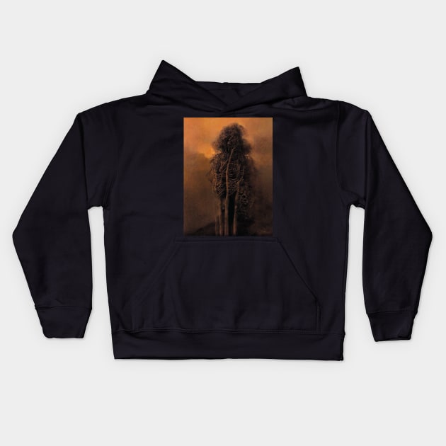 zdzislaw beksinski - Beksinski Trees Kids Hoodie by QualityArtFirst